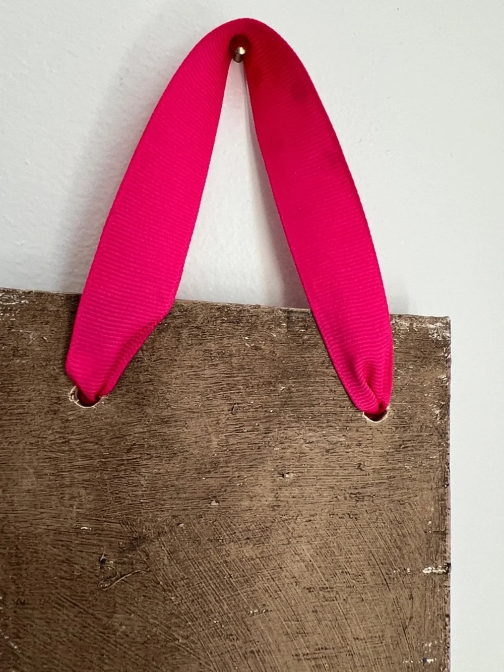 Handmade & Upcycled Pink Polka Dot Ribbon Note Holder Clip 12.25” x 5”